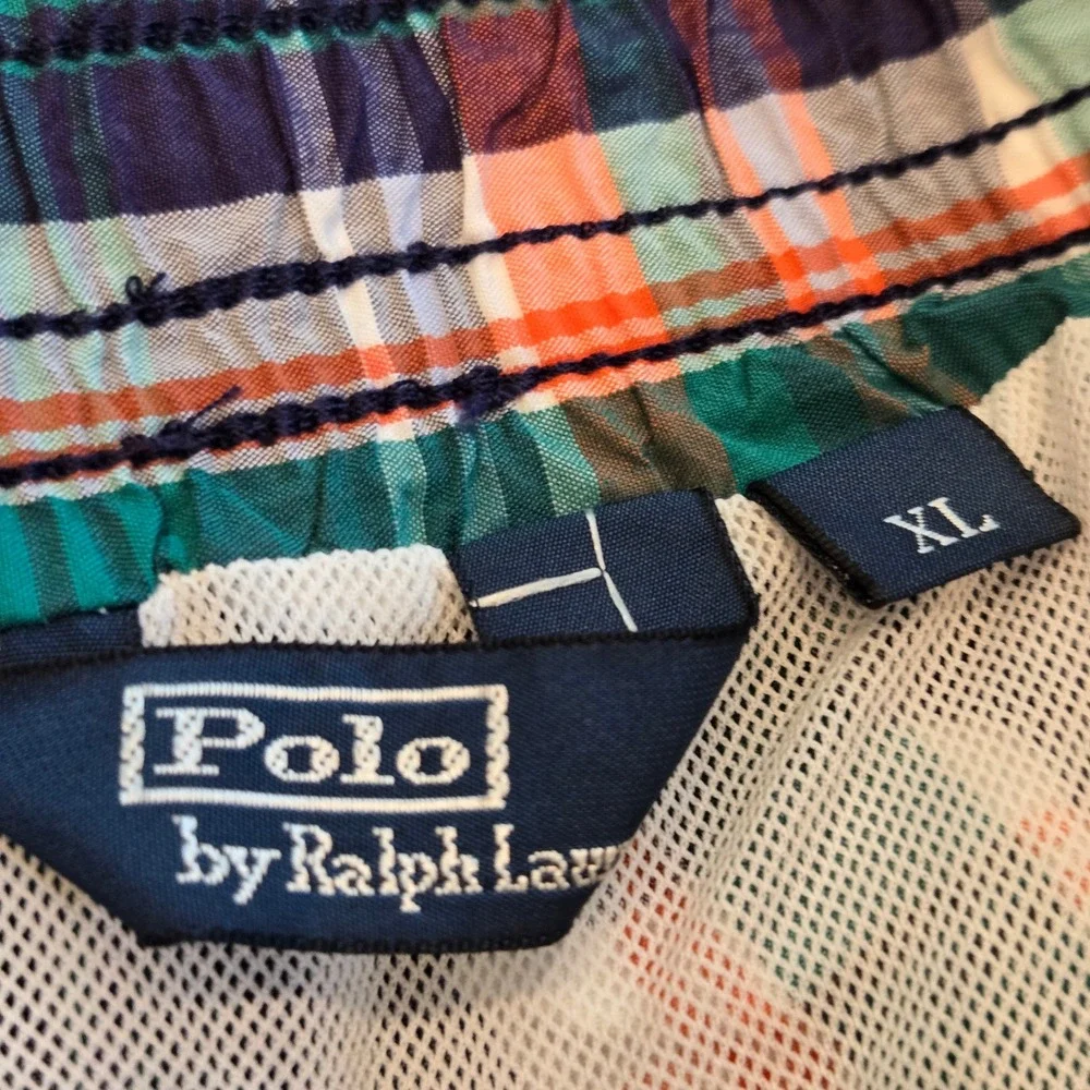 Polo Ralph Lauren Swim Trunks Mens XL Colorful Plaid Drawstring Mesh Lined NEW